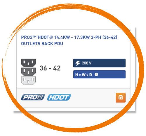 rack pdu product selector circled